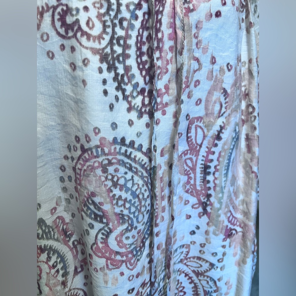 Paisley Ruffle Bell Sleeve Lined Tie Strings Sz Medium Boho Coastal Cowgirl - Picture 4 of 12